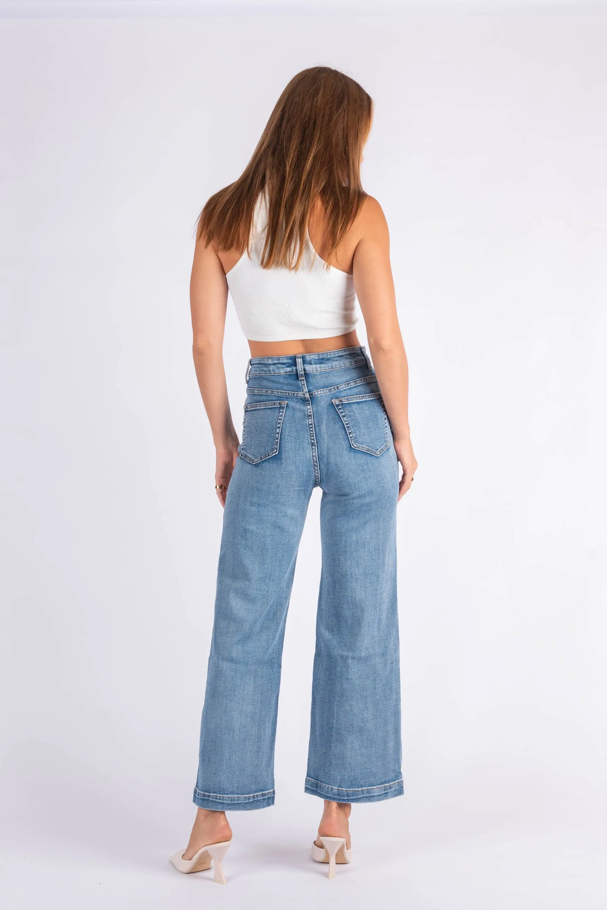 Wakee Denim Wide Leg Ladies Jean - Something Blue 7107