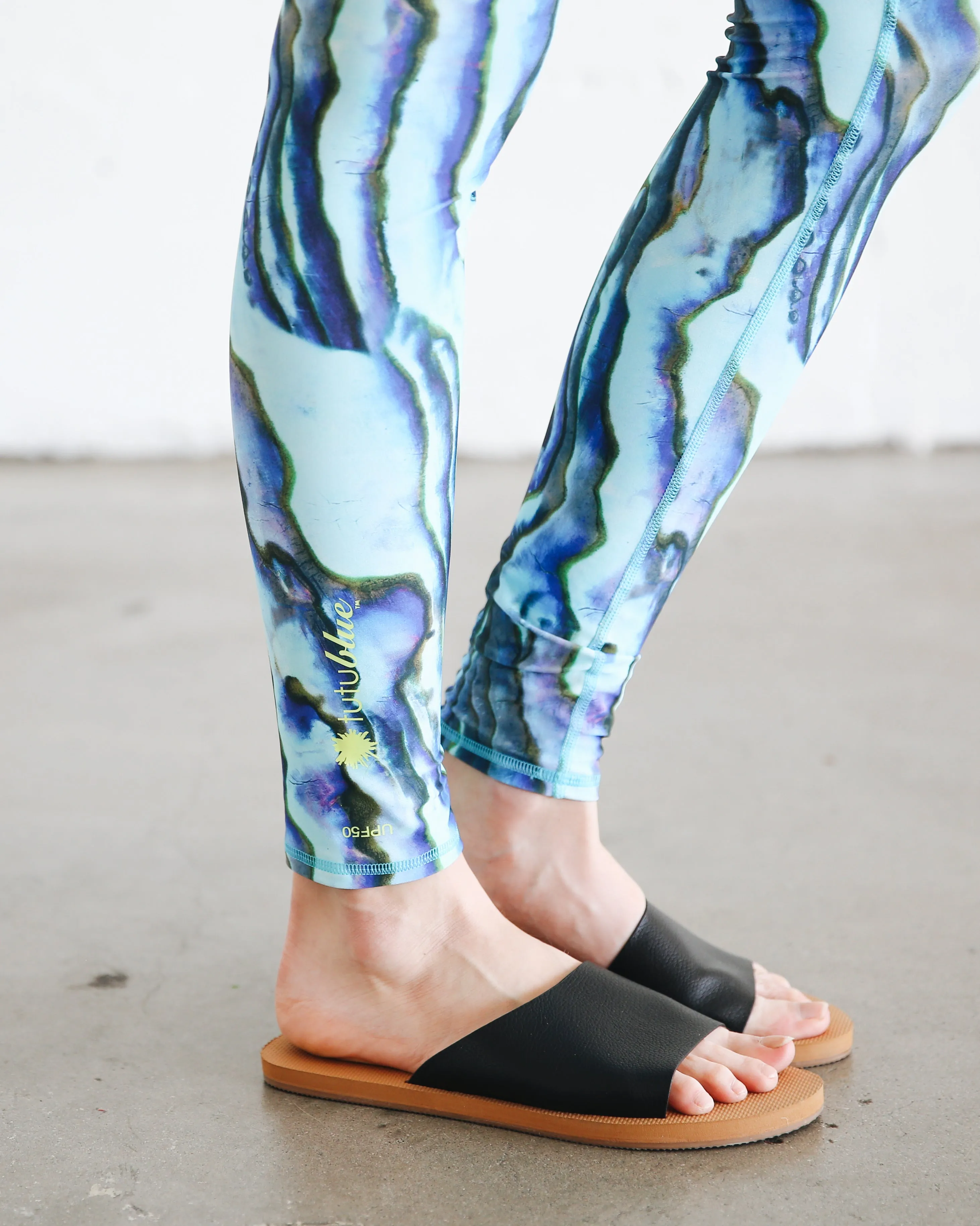 WOMEN'S SWIM LEGGINGS  - BLUE ABALONE