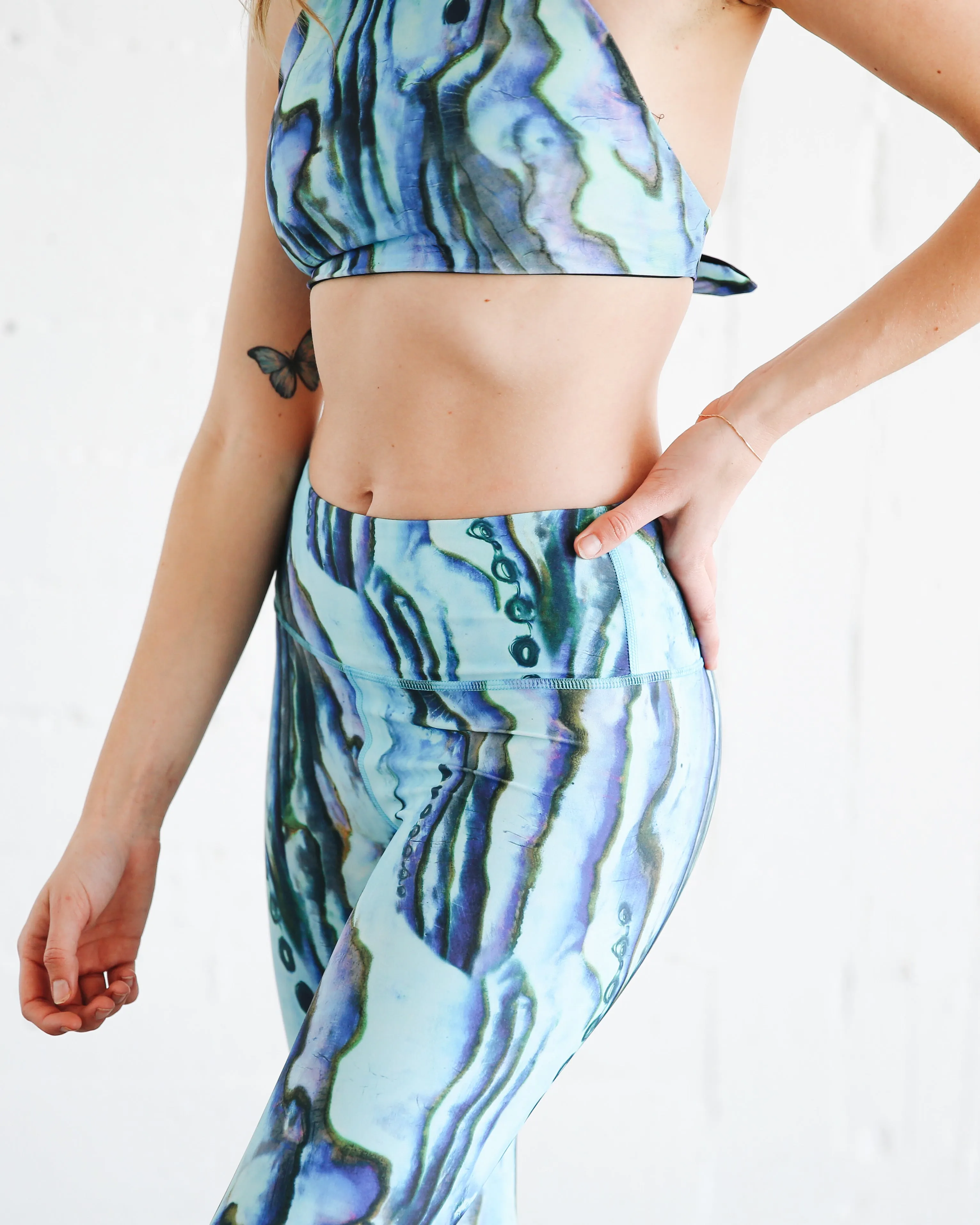 WOMEN'S SWIM LEGGINGS  - BLUE ABALONE