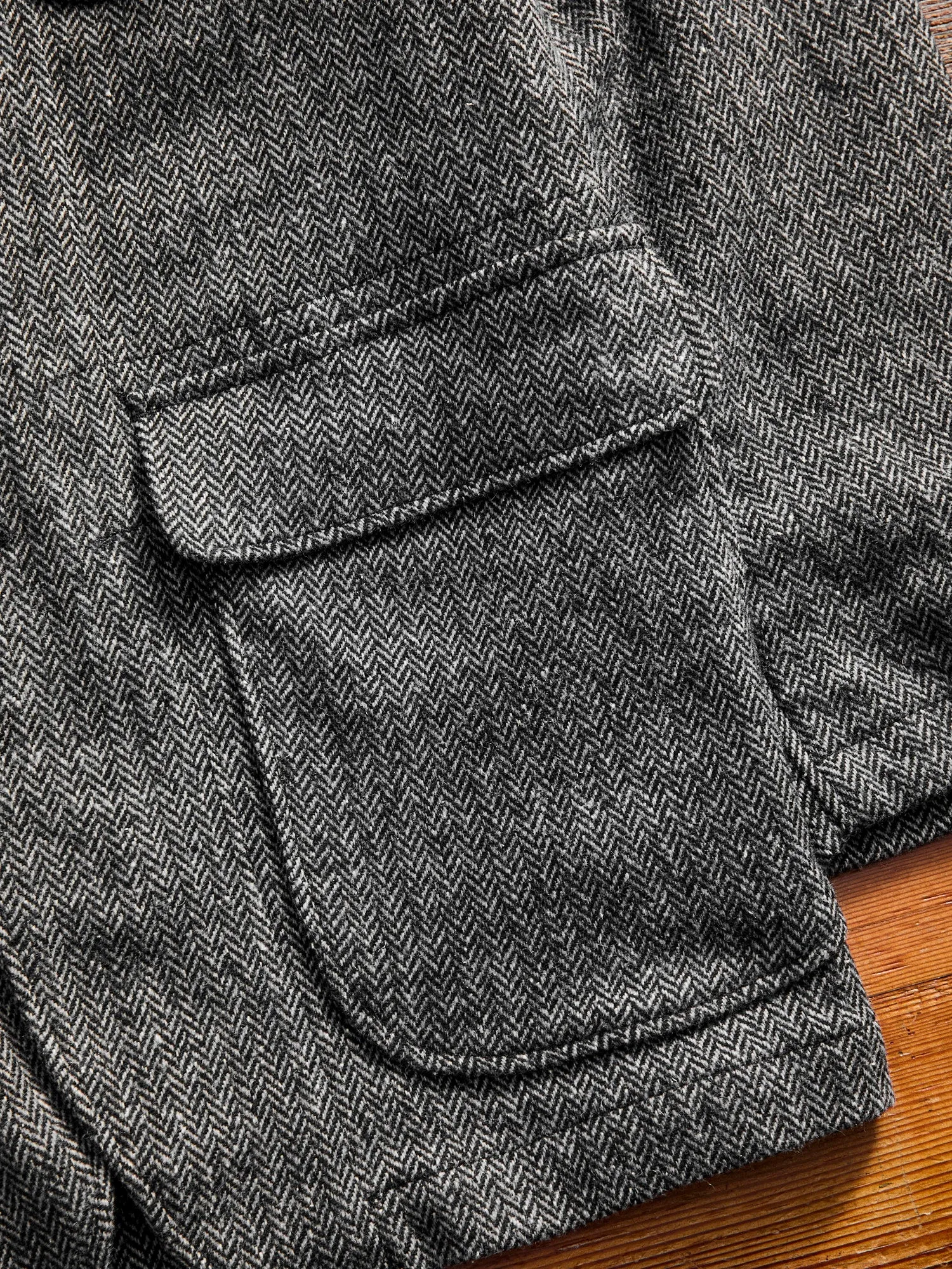 Wool Herringbone Loiter Jacket in Grey