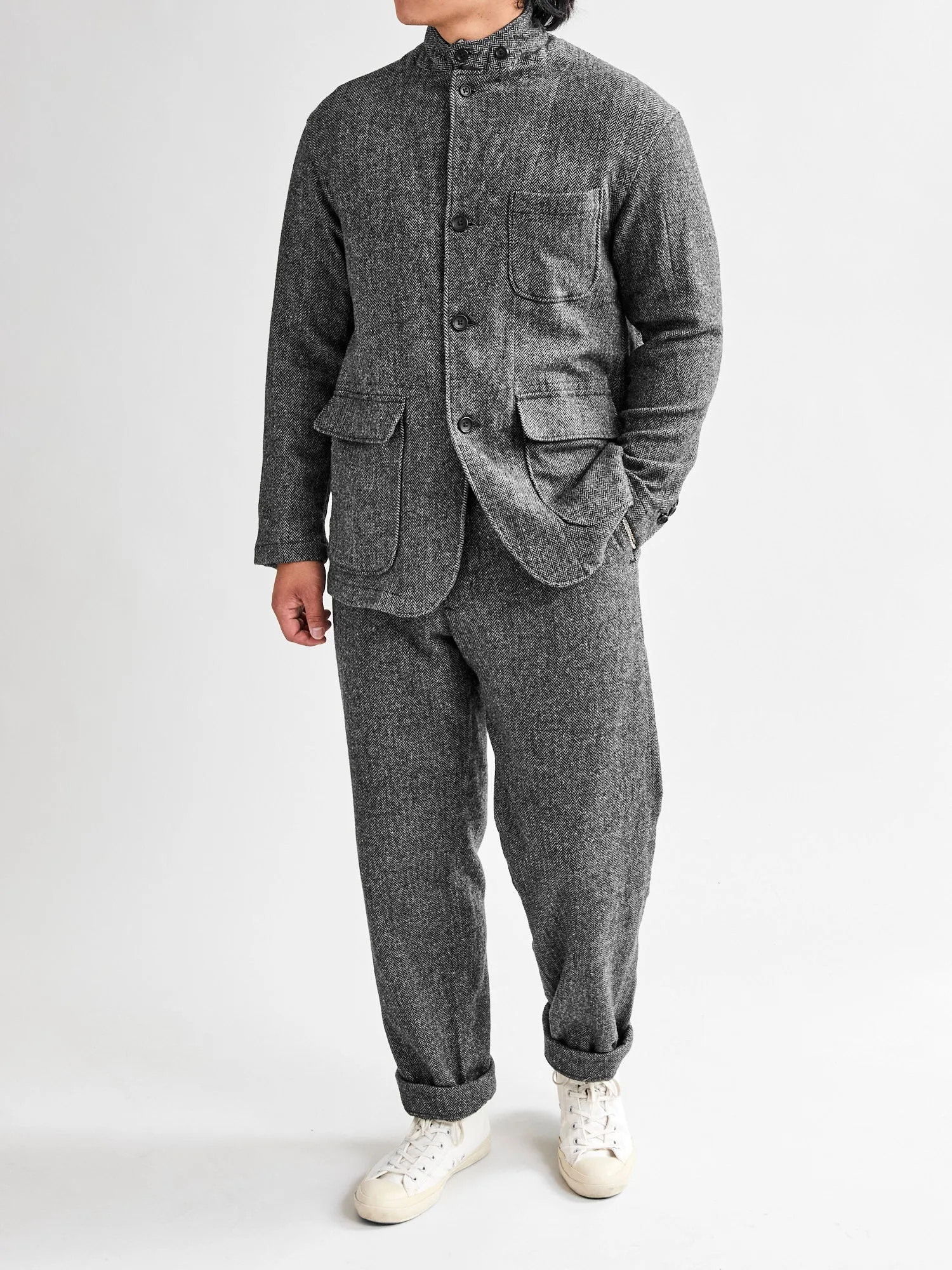 Wool Herringbone Loiter Jacket in Grey